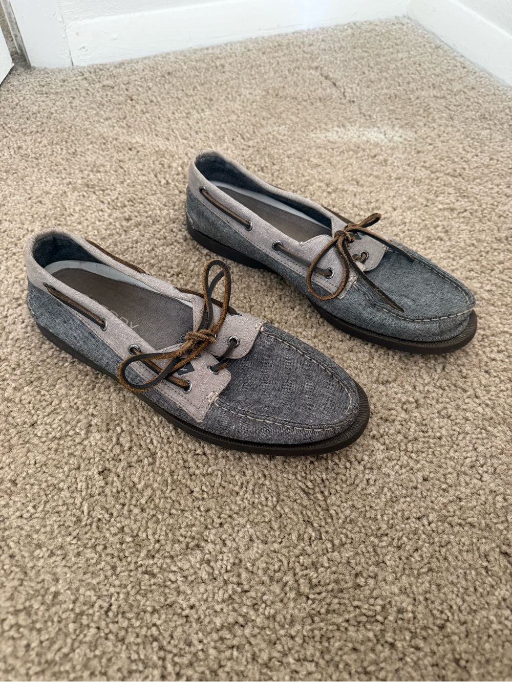 Men's Casual Two-Tone Gray Canvas Boat Shoes